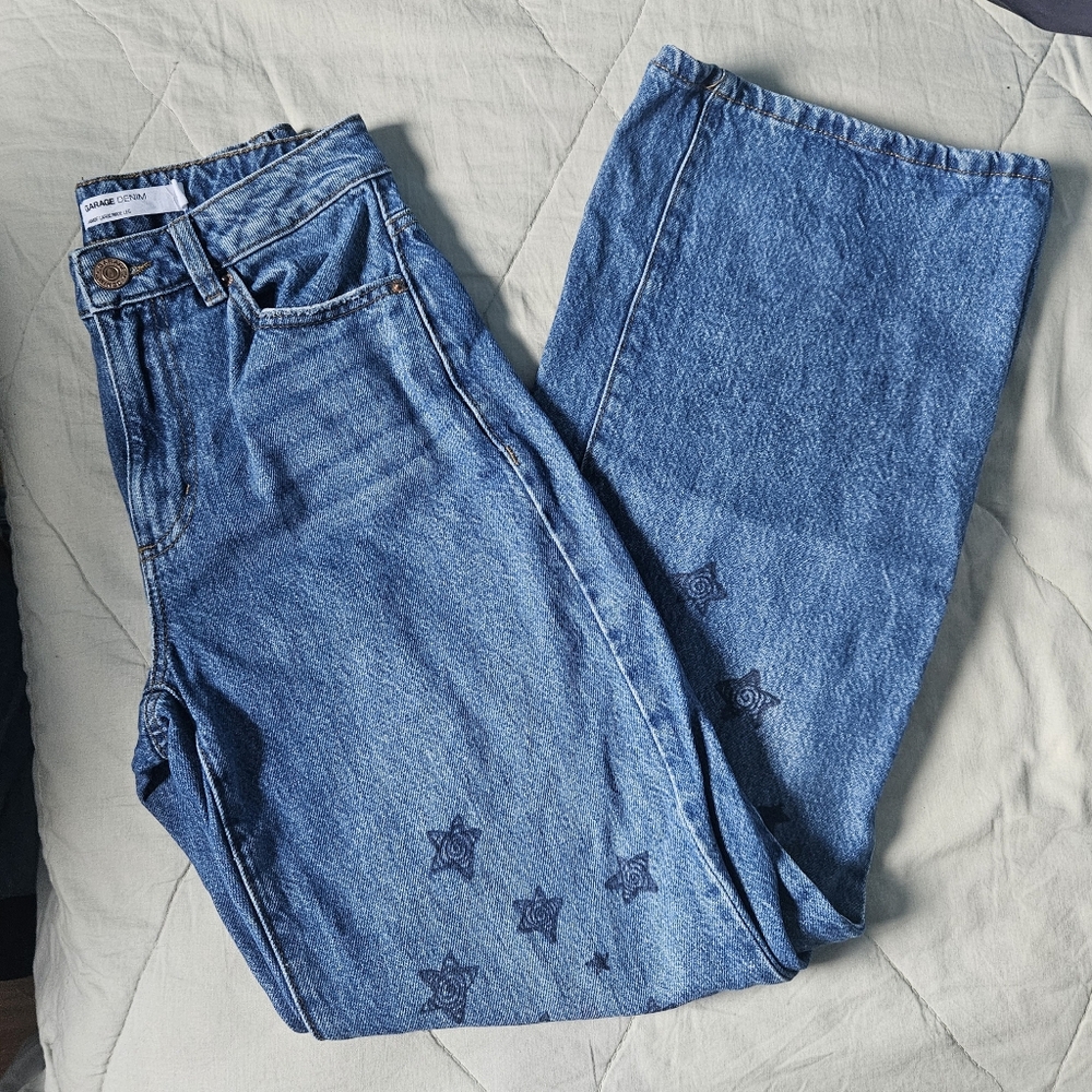 GARAGE Wide Leg Star Print Denim W 24 / Size 0